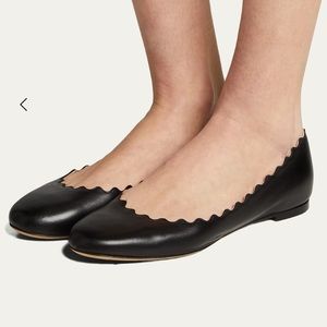 Chloe Lauren Scalloped Leather Ballet Flats